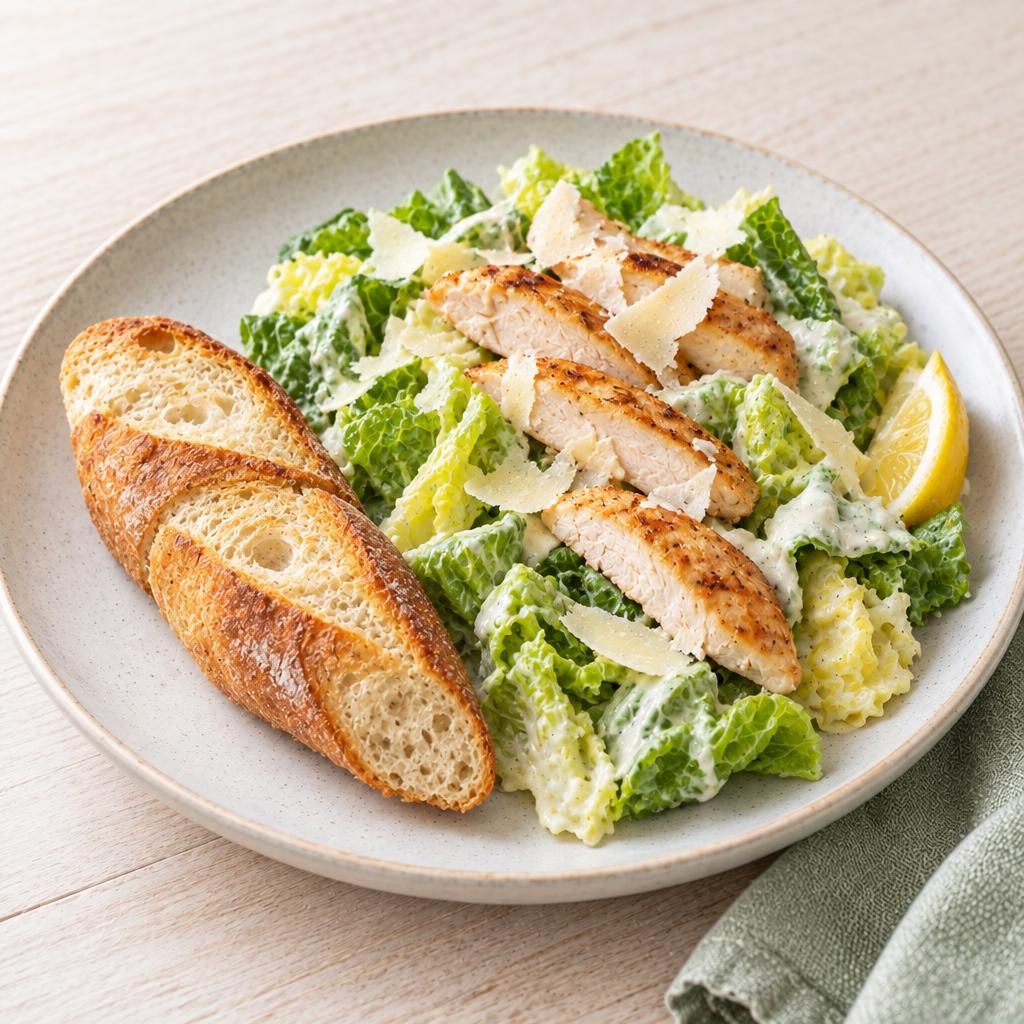 Caesar-Salat mit Baguette