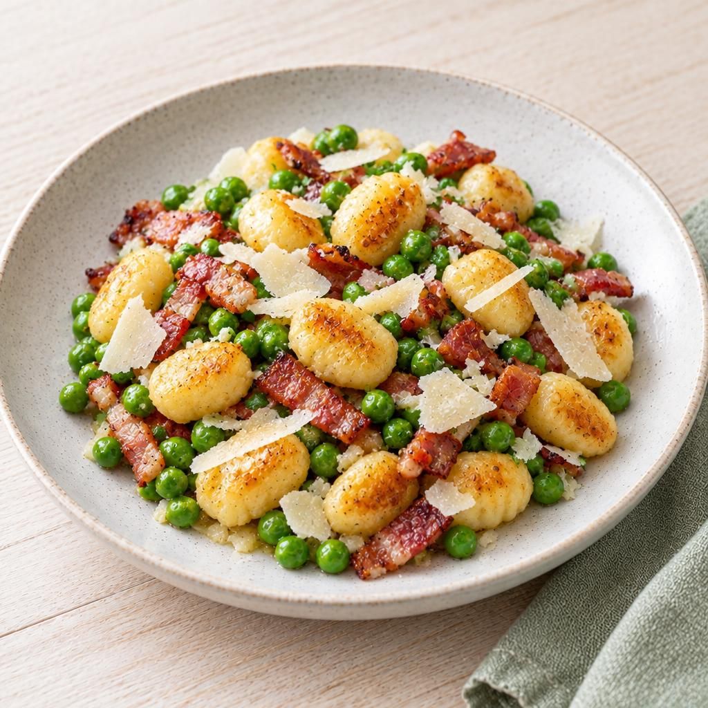 Gnocchi mit Speck und Erbsen