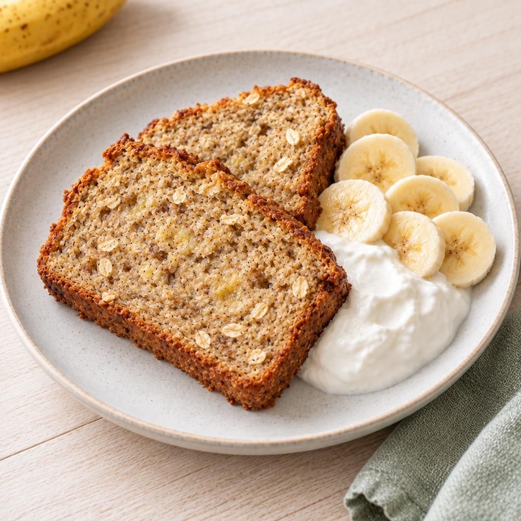 Bananenbrot mit Haferflocken und Skyr