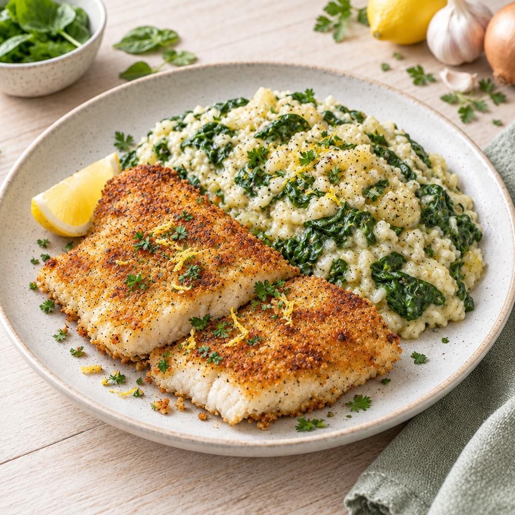 Seelachs mit Spinat-Risotto