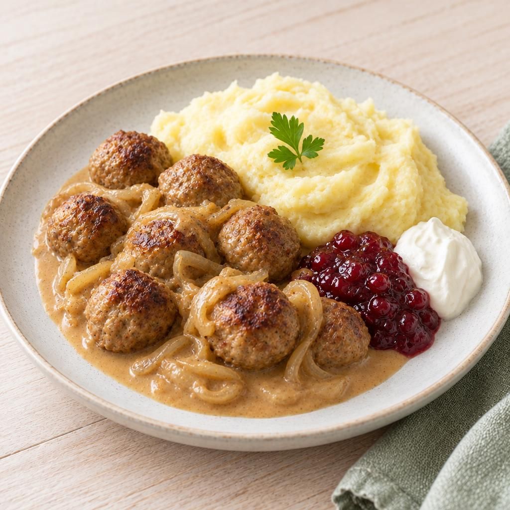 Kartoffelpüree mit Köttbullar