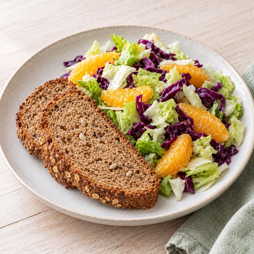 Salat mit Orangen und Vollkornbrot