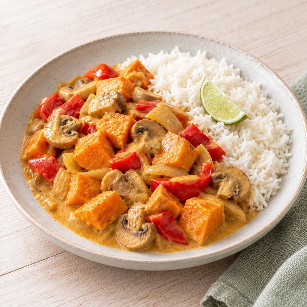 Gemüse-Curry mit Süßkartoffel und Reis