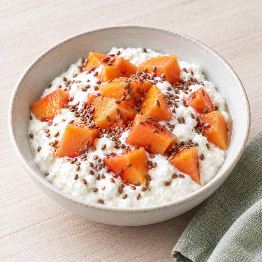 Quark mit Papaya und Leinsamen