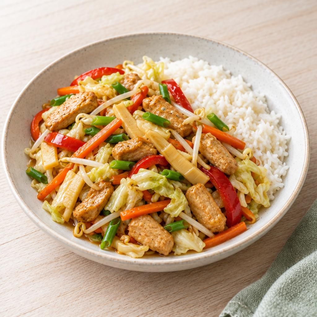 Veggie-Chop-Suey mit Reis