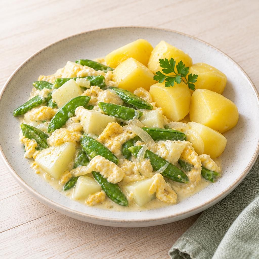 Ragout mit Frühlingsgemüse und Salzkartoffeln