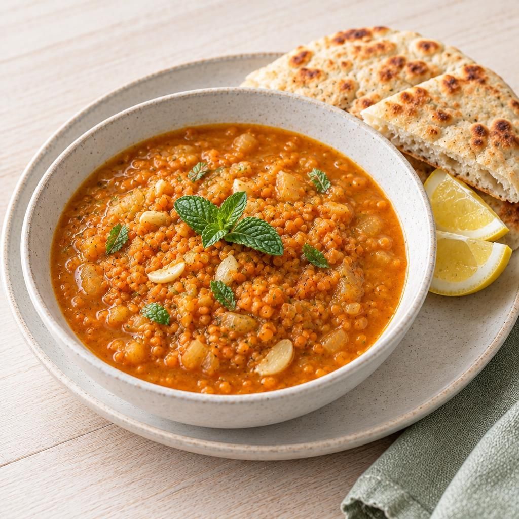 Orientalische Linsensuppe mit Fladenbrot