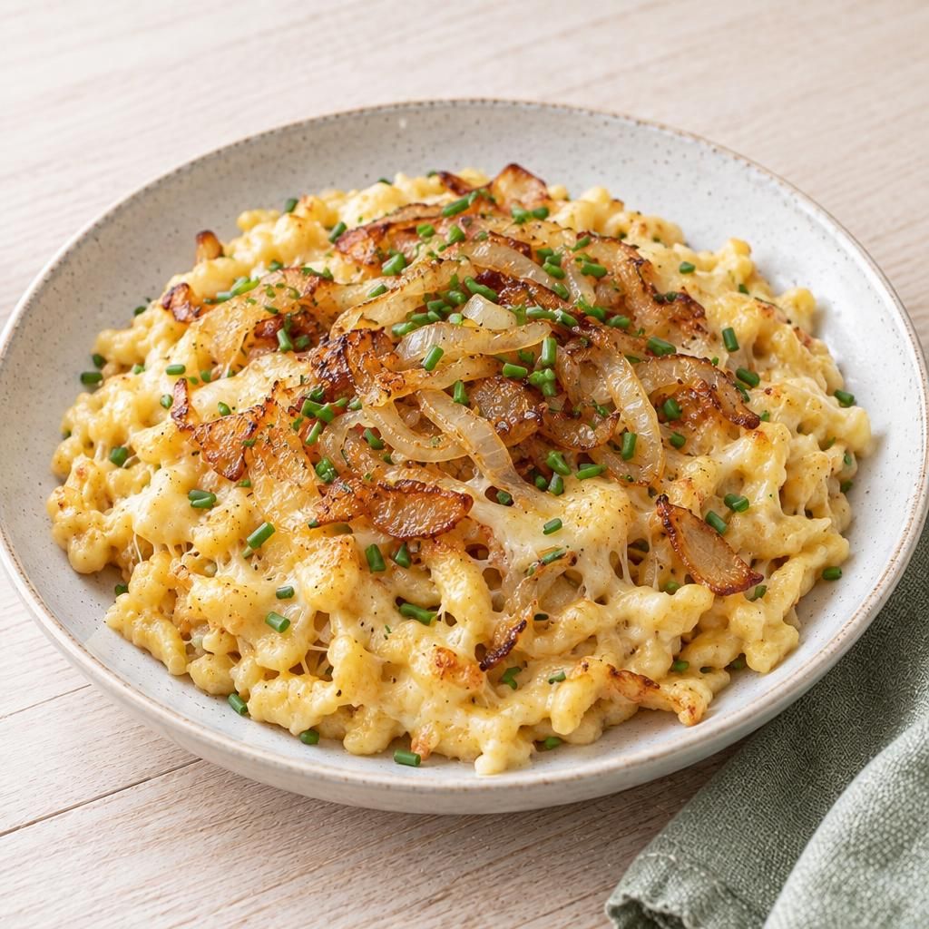 Käsespätzle mit Schmelzzwiebeln