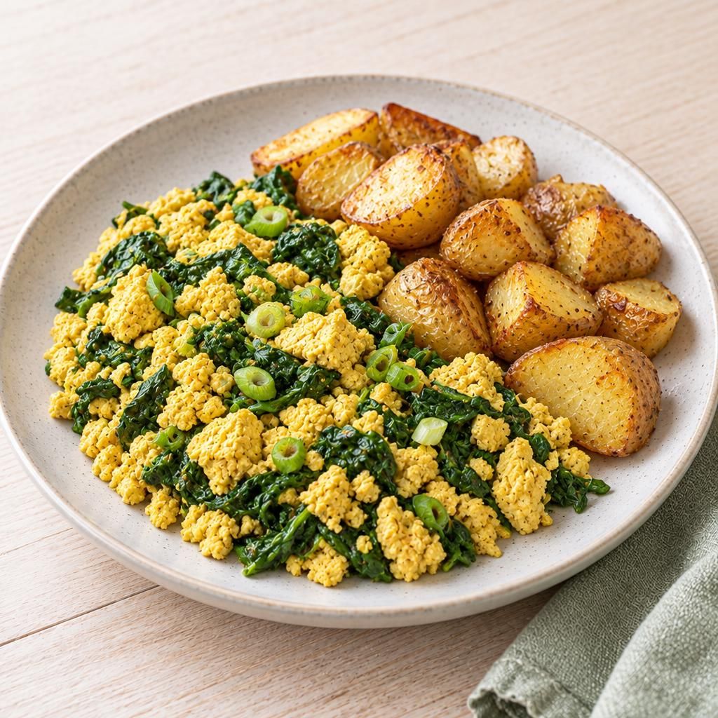 Tofu-Rührei mit Bratkartoffeln