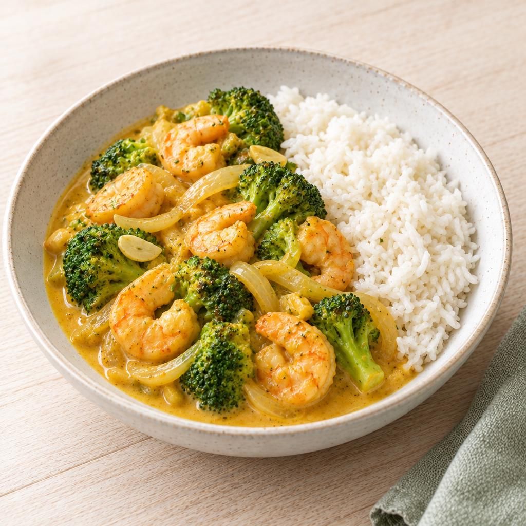 Garnelen-Kokos-Curry mit Reis