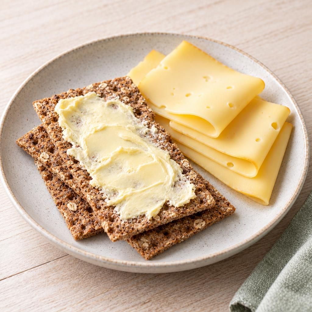 Knäckebrot mit Butter und Käse