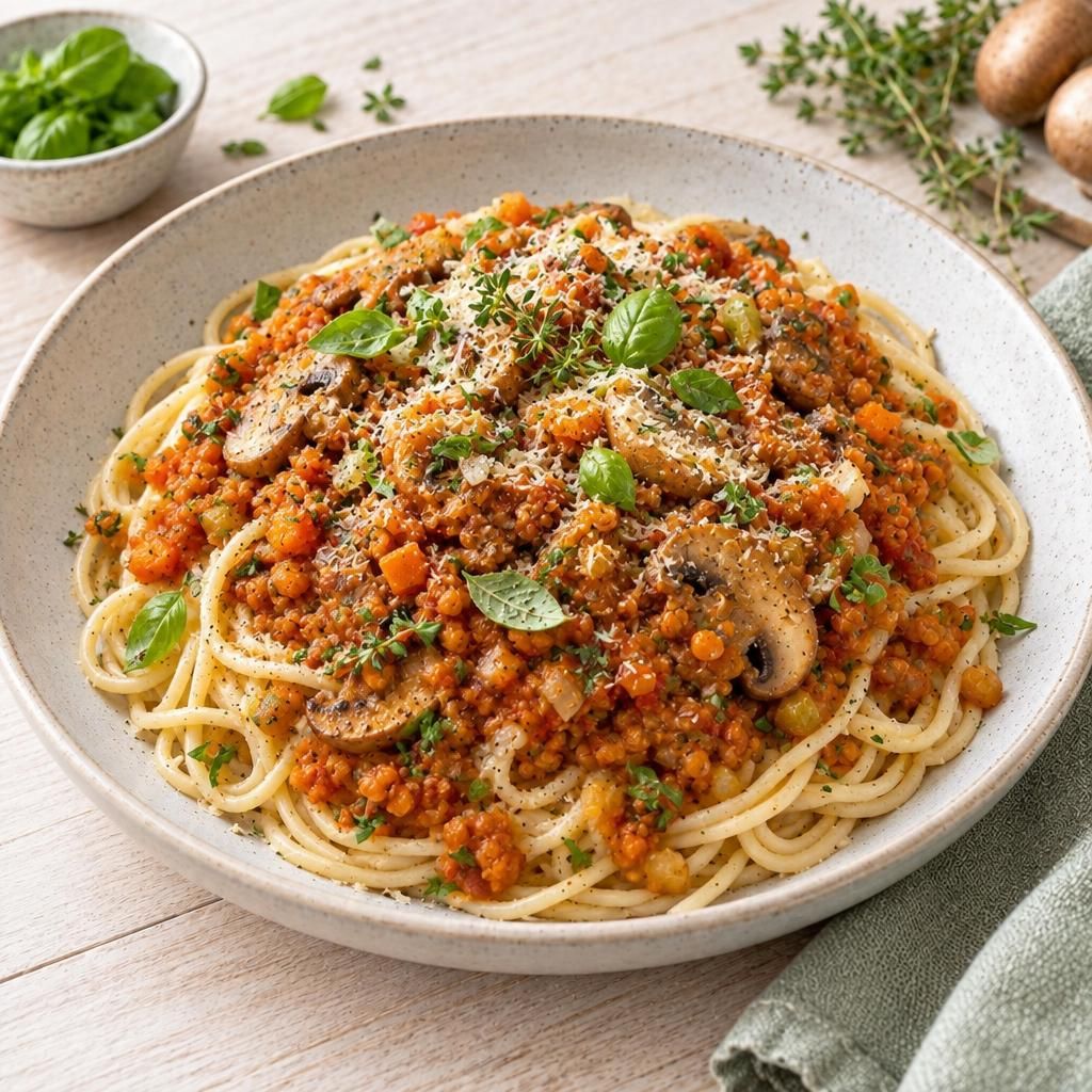 Spaghetti mit Linsen-Bolognese