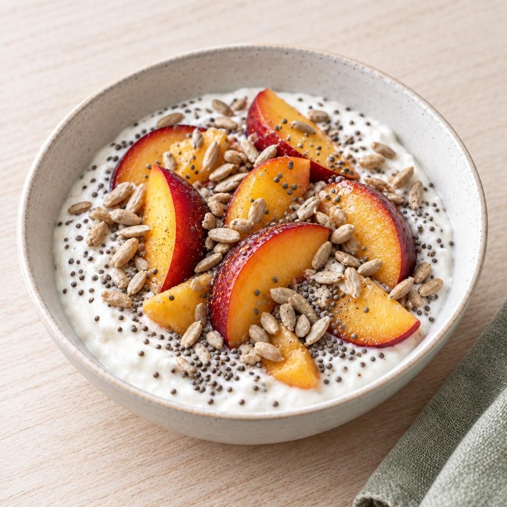 Bowl mit Joghurt und Pfirsich