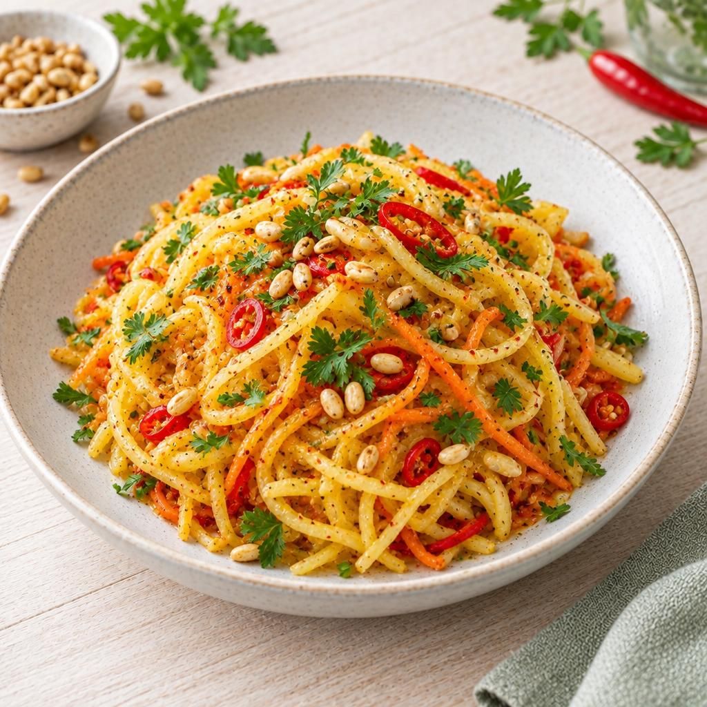 Süß-scharfe Kartoffelspaghetti