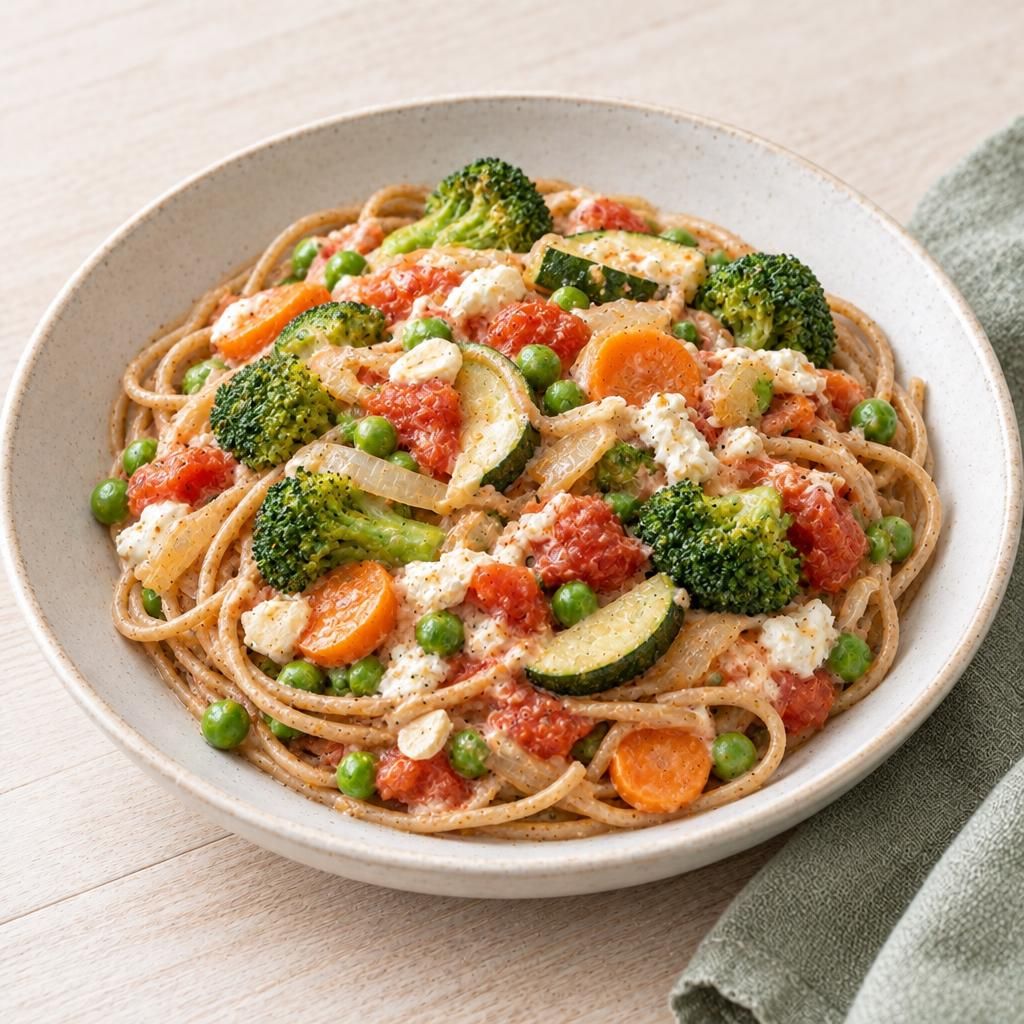 Dinkelspaghetti mit Gemüsesoße