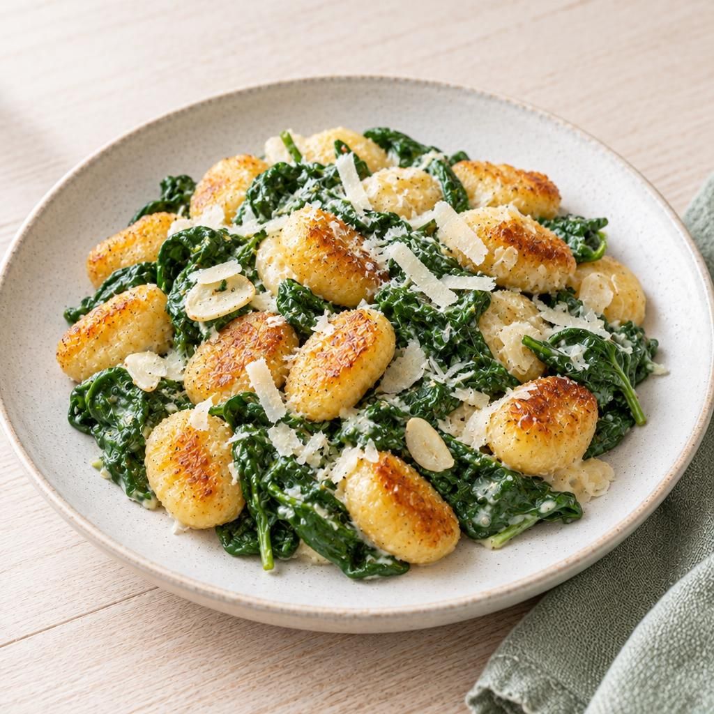 Gnocchi-Pfanne mit Spinat und Parmesan