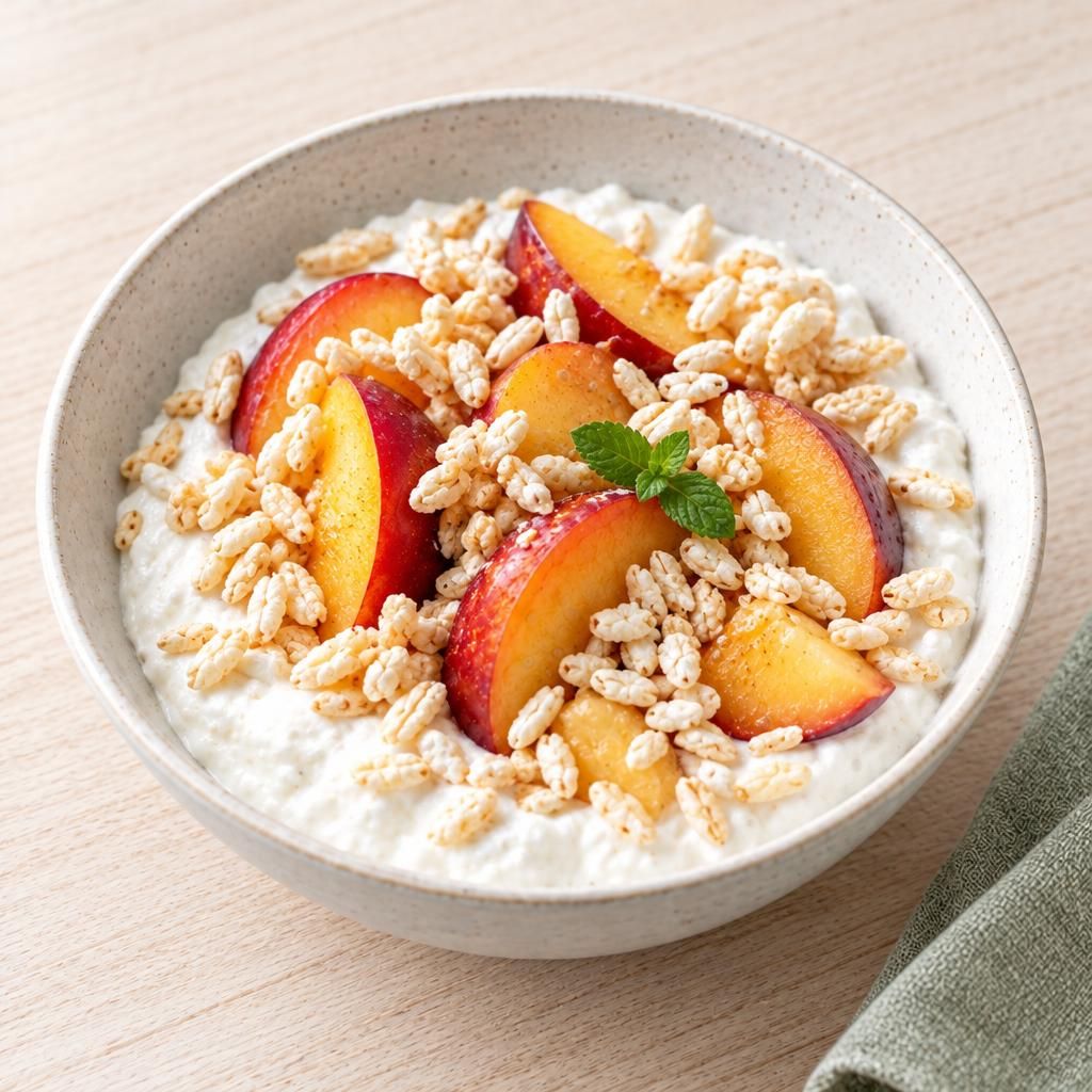 Pfirsich-Skyr mit Puffreis