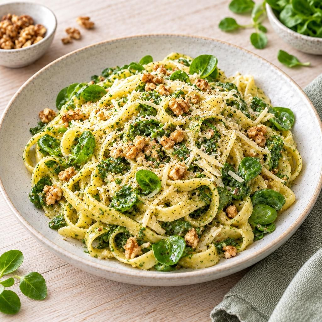 Tagliatelle mit Feldsalat-Pesto