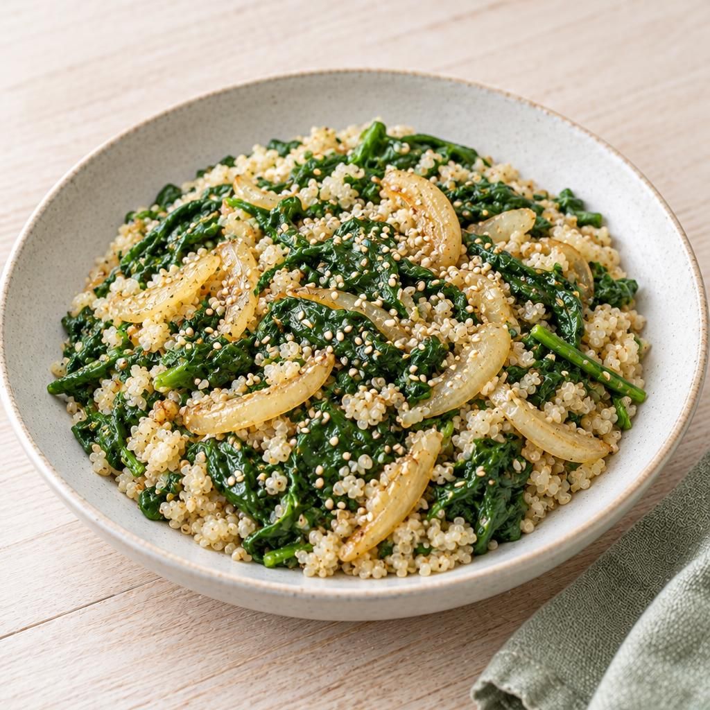 Quinoa mit Sesam-Spinat