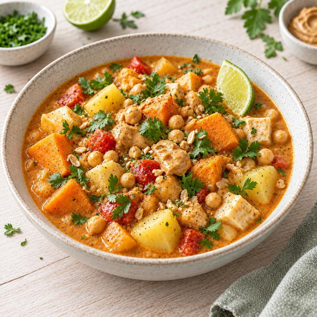 Veganer Süßkartoffel-Erdnuss-Eintopf
