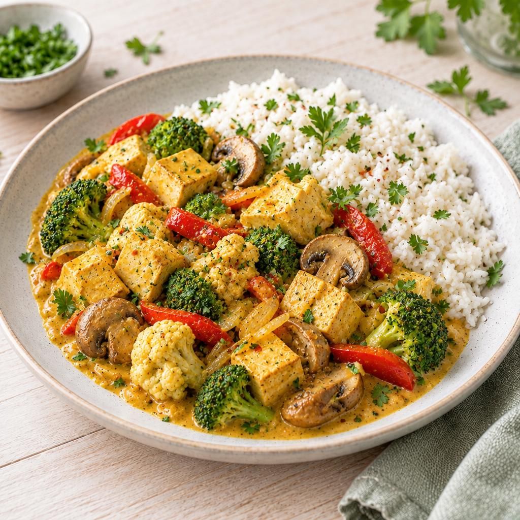 Tofu-Curry mit Reis