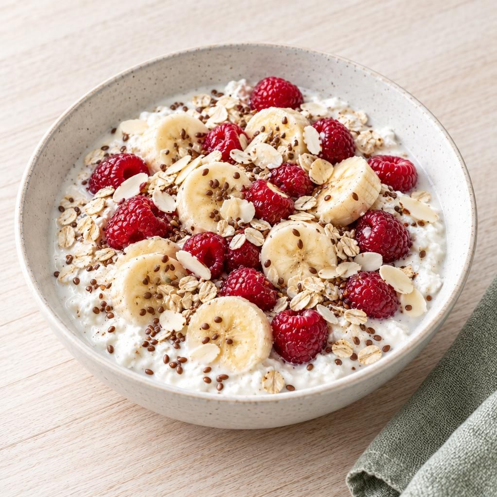 Bowl mit Bananen und Himbeere