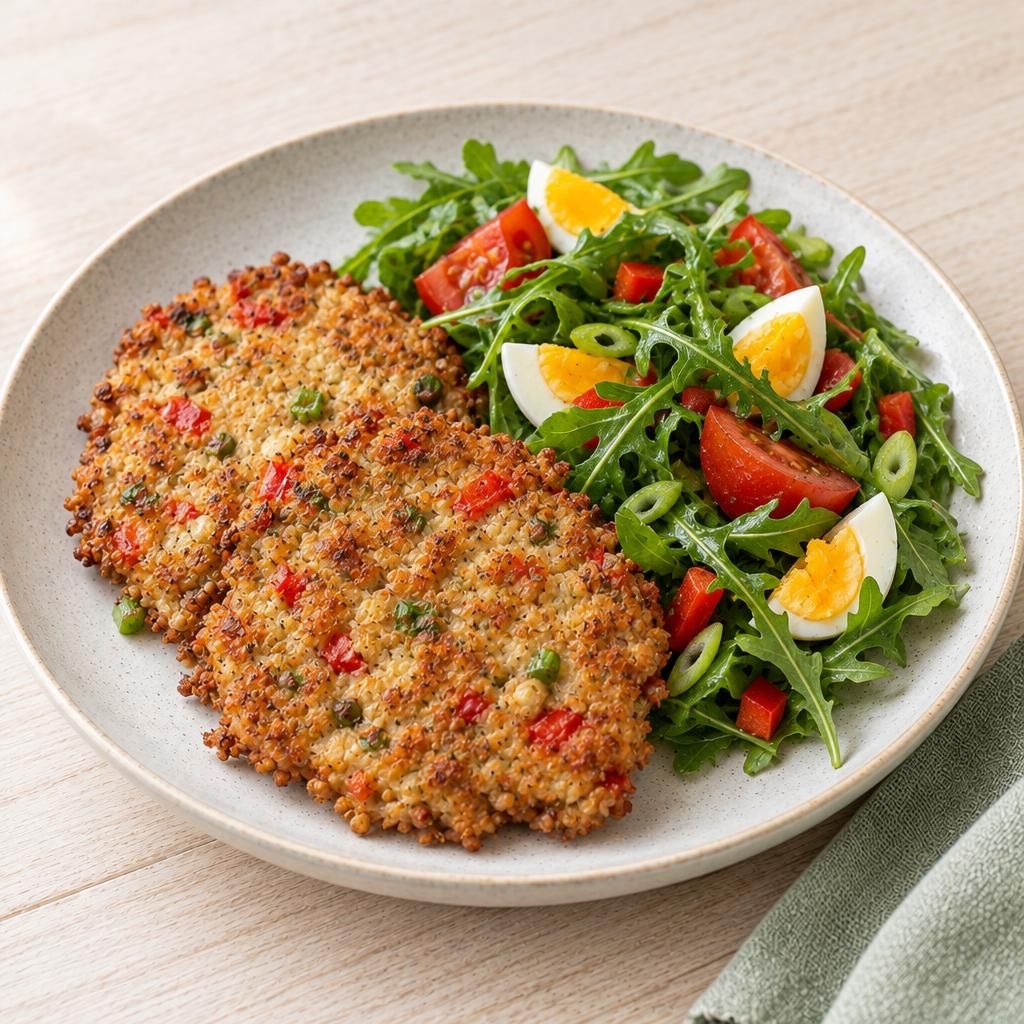Buchweizen-Puffer auf Salat