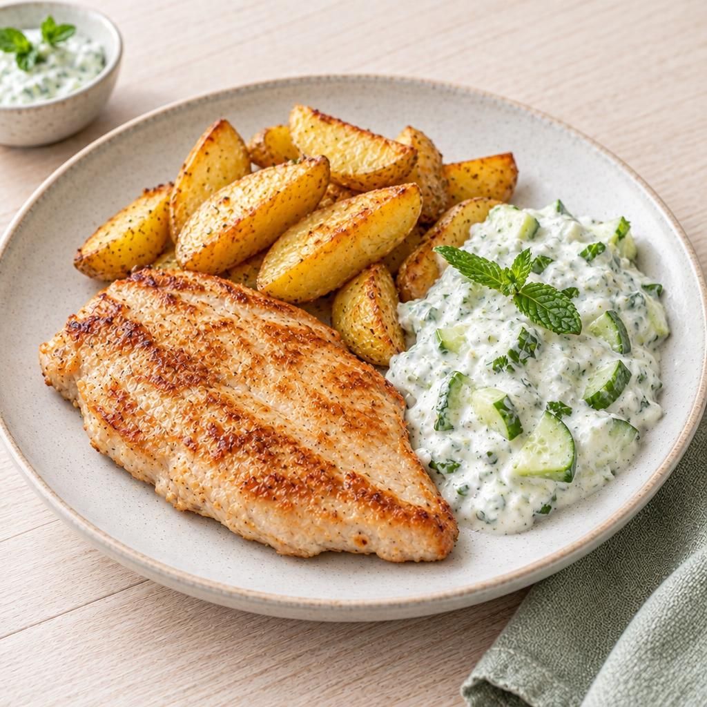 Putensteak mit Kartoffelecken