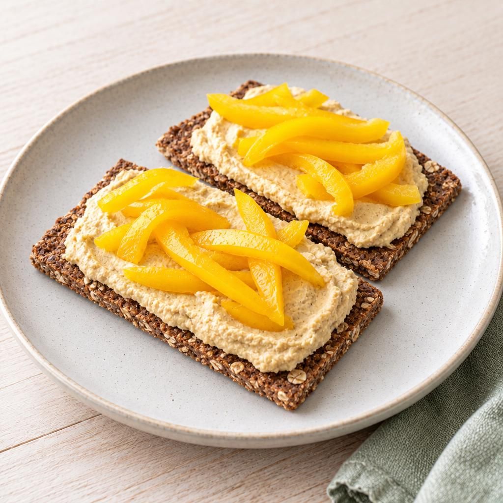 Knäckebrot mit Hummus und Paprika
