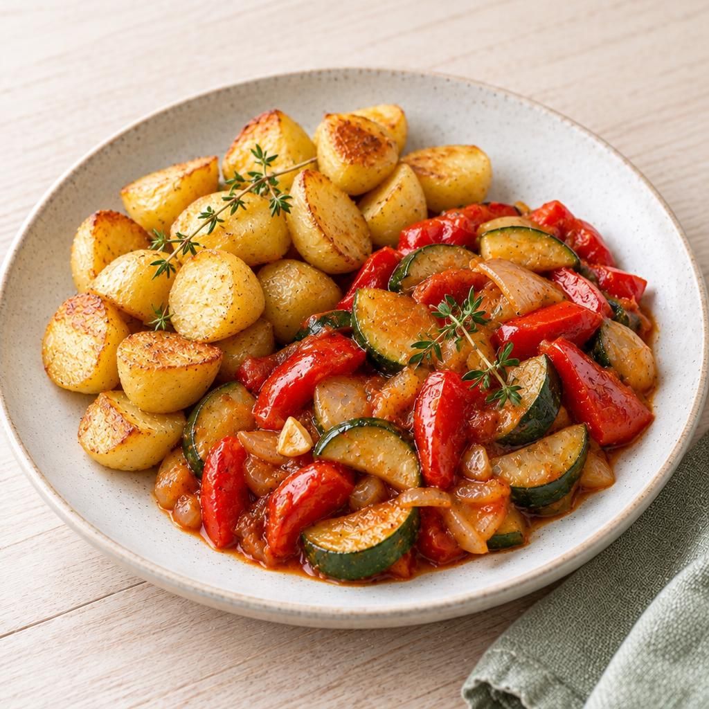 Ratatouillegemüse mit Röstkartoffeln