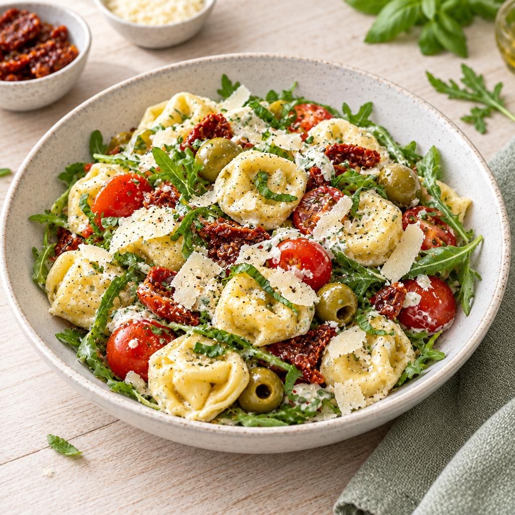 Tortellini-Salat mit Tomaten und Parmesan