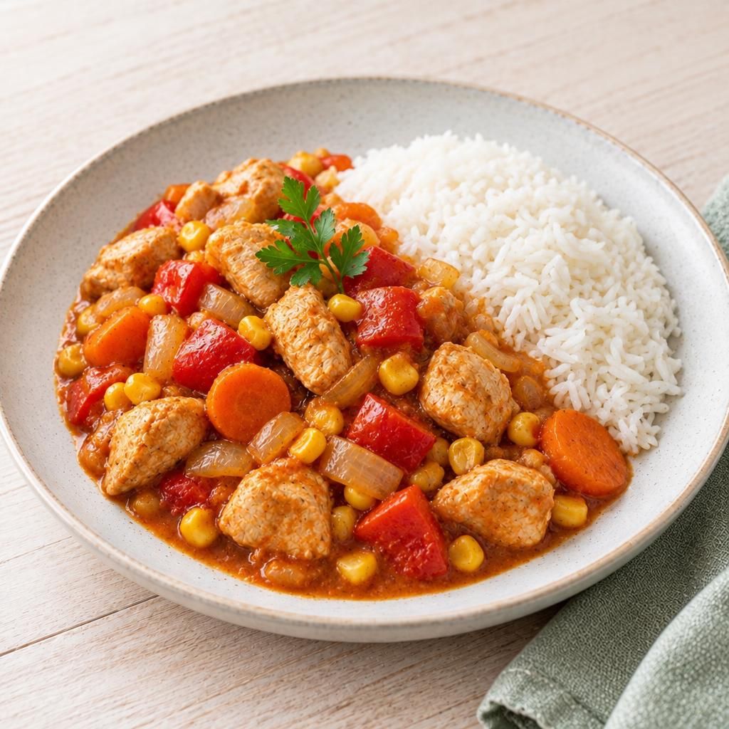 Putengulasch mit Reis