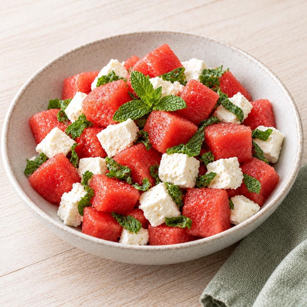 Melonen-Feta-Würfel mit Minze