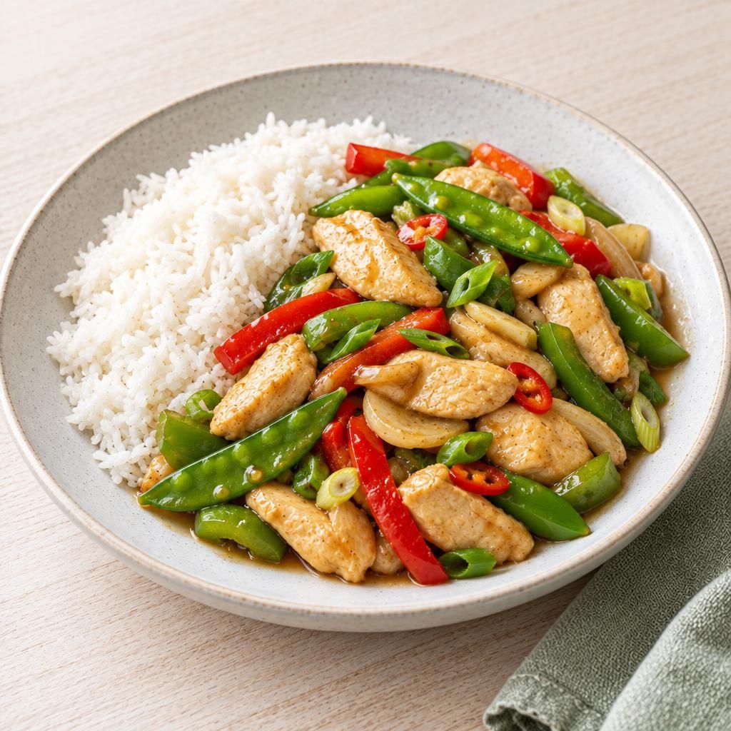 Asia-Hähnchen mit Reis