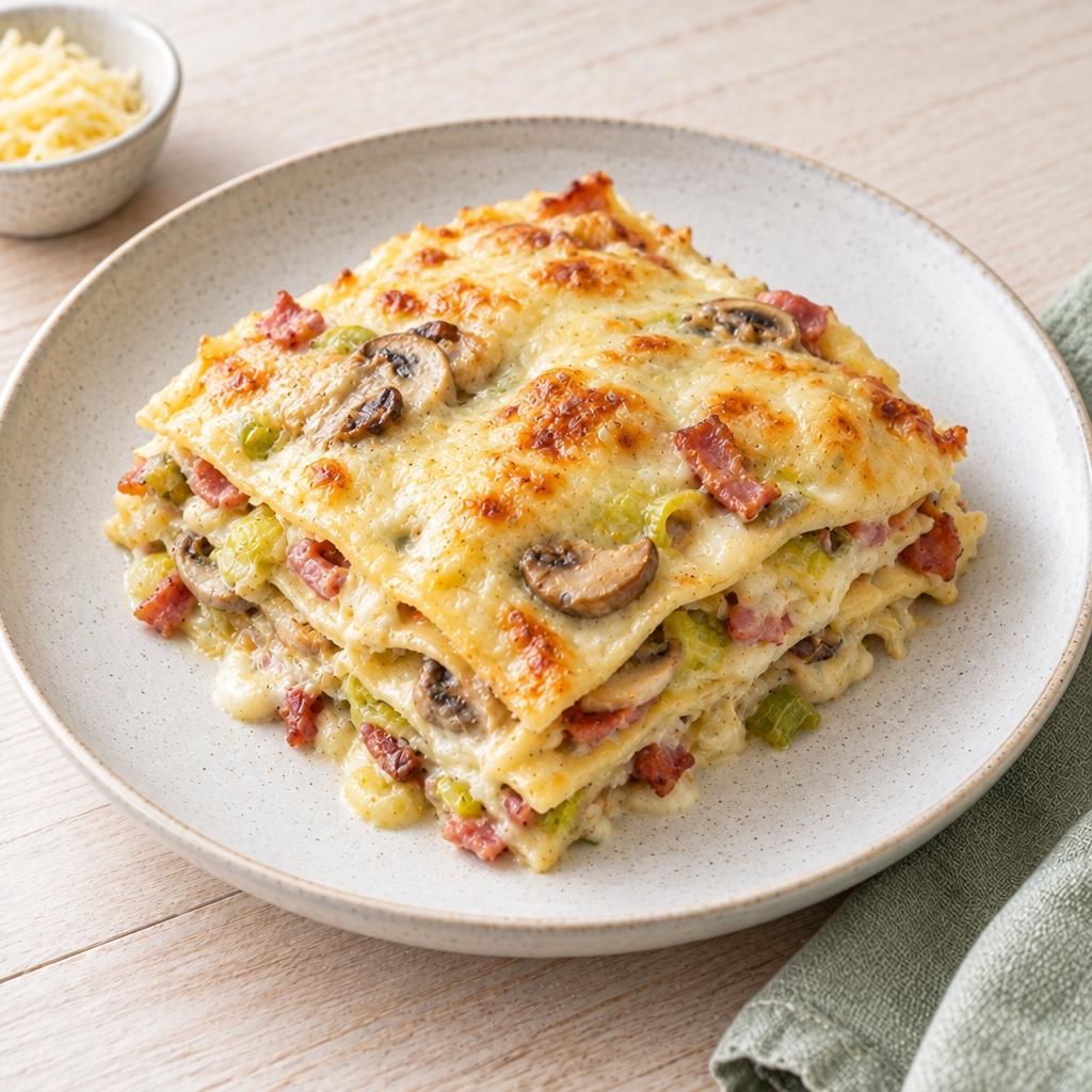 Lasagne mit Speck und Champignons