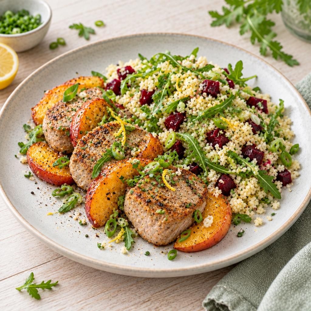 Schweinemedaillons mit Pfirsich und Couscous