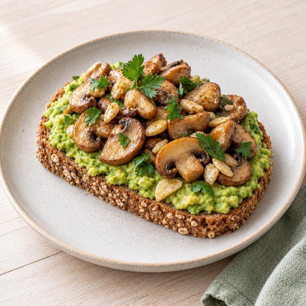 Avocadobrot mit Knoblauch-Champignons