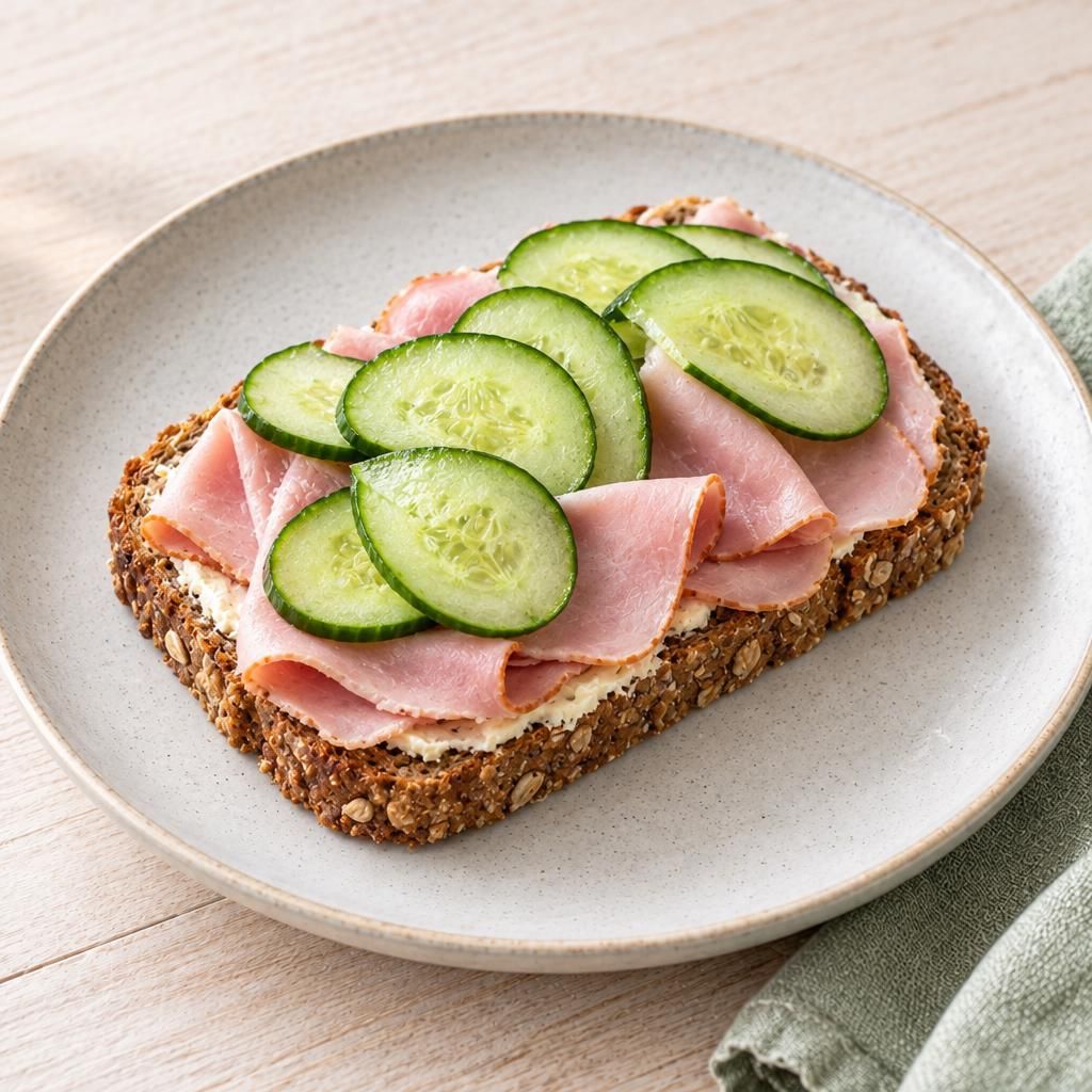 Brot mit Schinken und Gurke