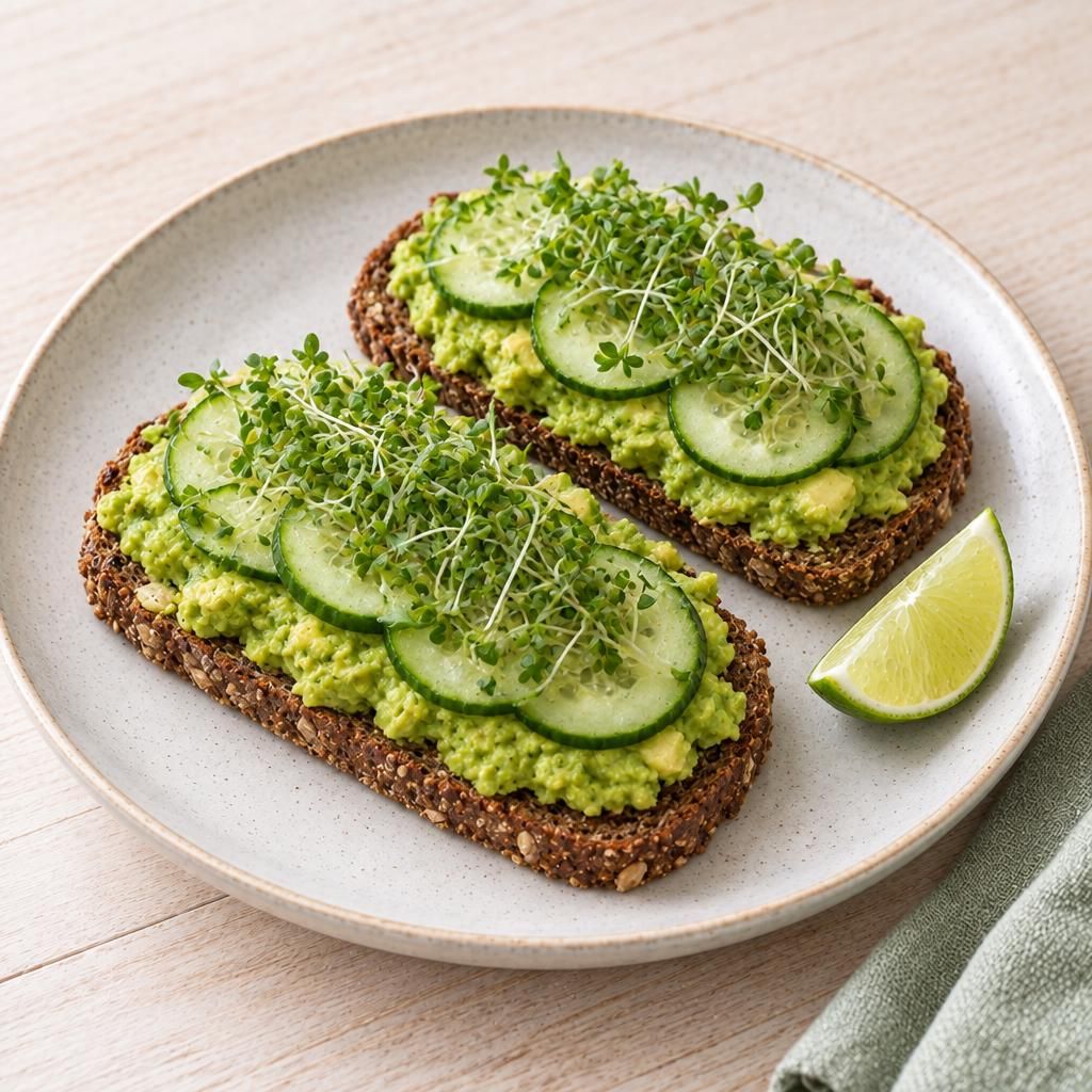 Belegte Brote mit Guacamole und Gurke