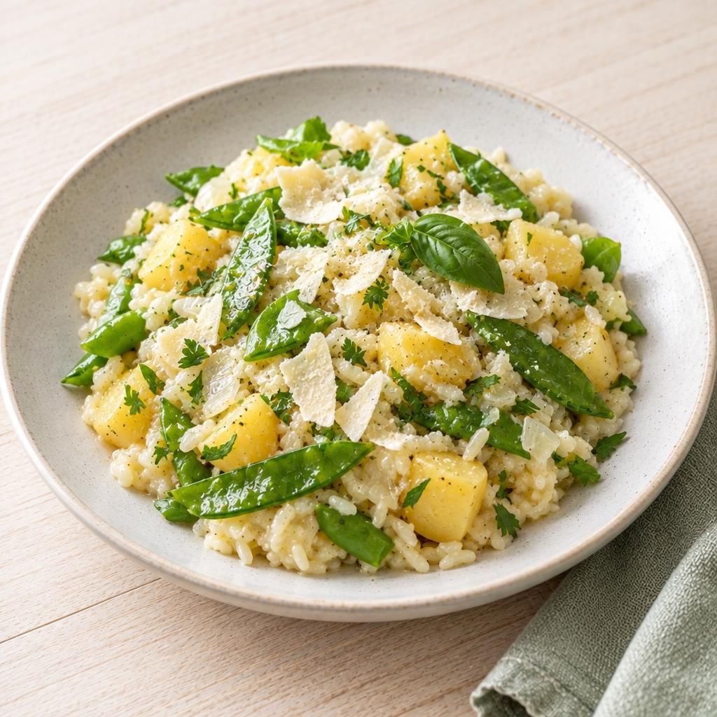 Risotto mit Kartoffeln und Erbsen