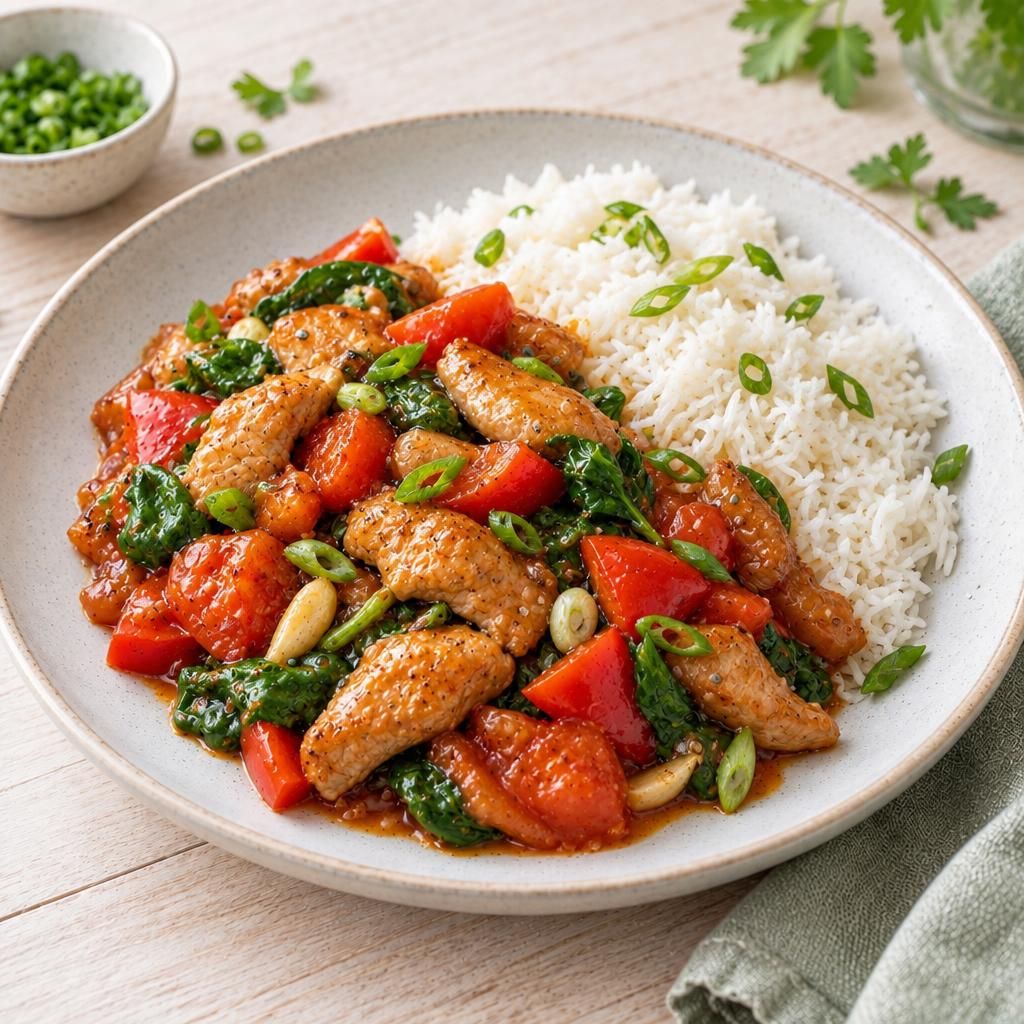 Süß-saures Schweinefleisch mit Reis