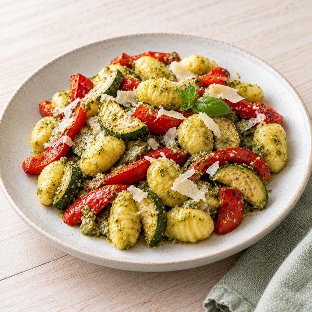 Blech-Gnocchi mit Gemüse und Pesto