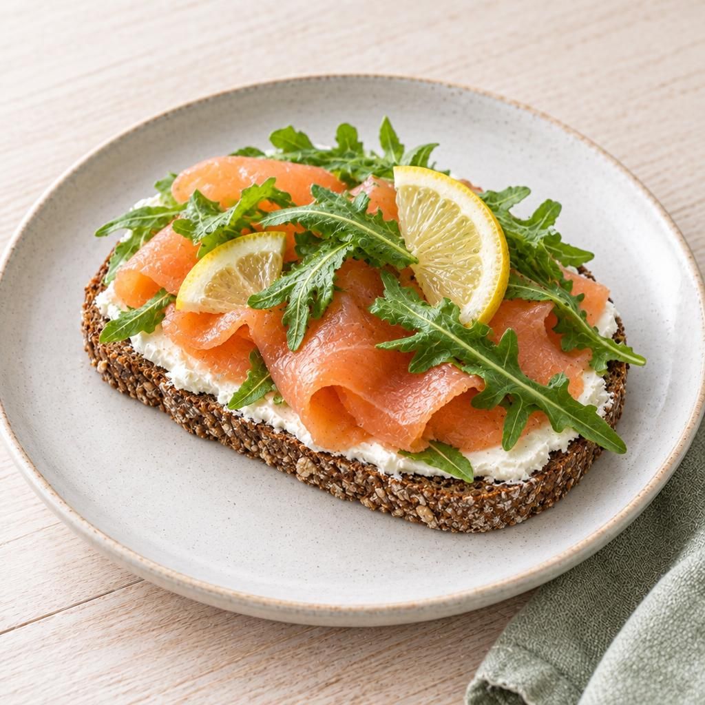 Belegtes Brot mit Frischkäse und Lachs