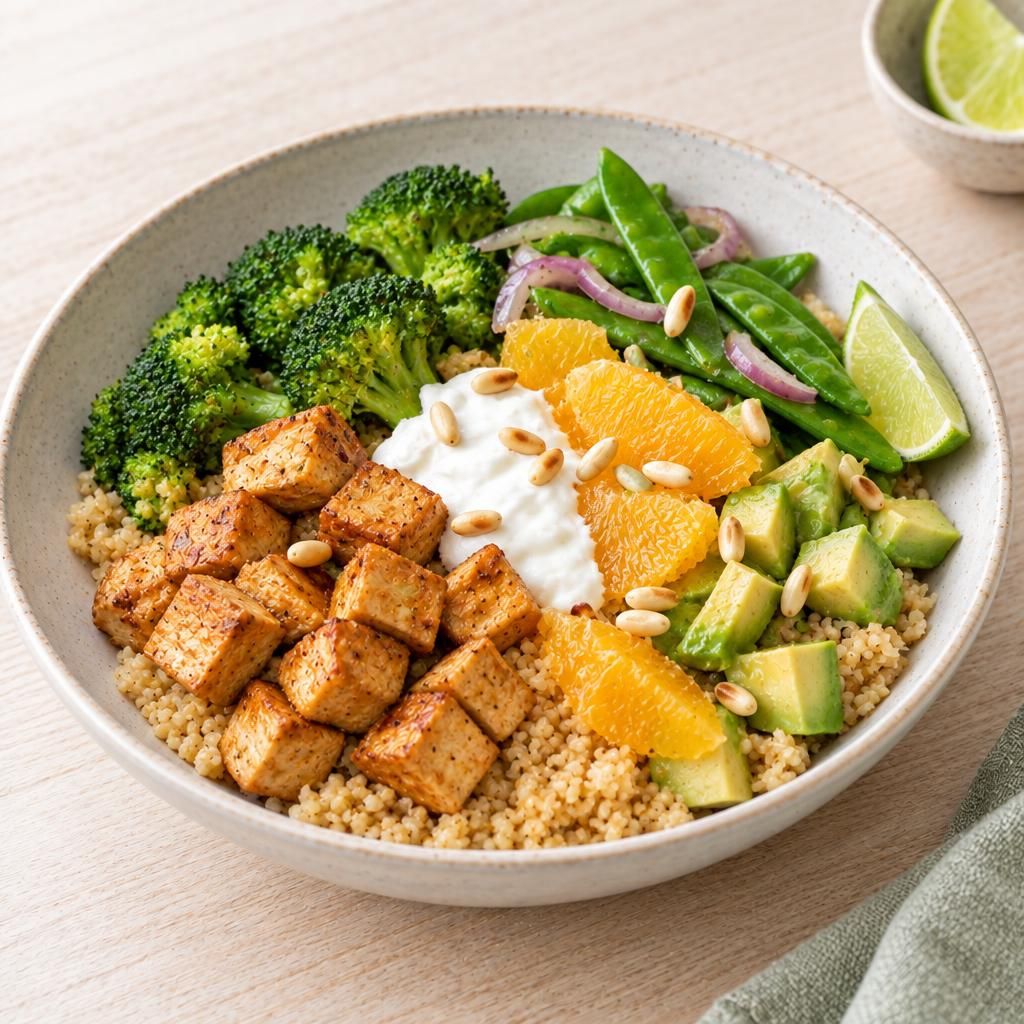 Bowl mit Tofu und Bulgur