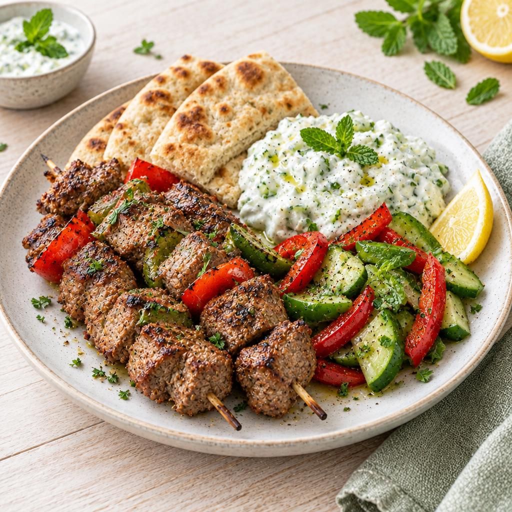 Souvlaki mit Fladenbrot