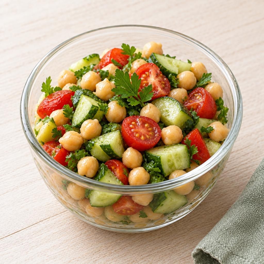 Kichererbsen-Gurken-Salat im Glas