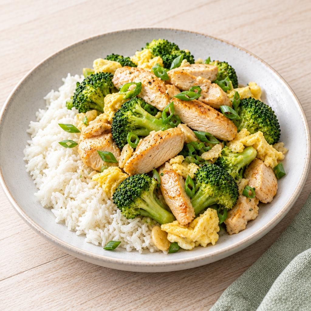 Hähnchen mit Brokkoli und Reis