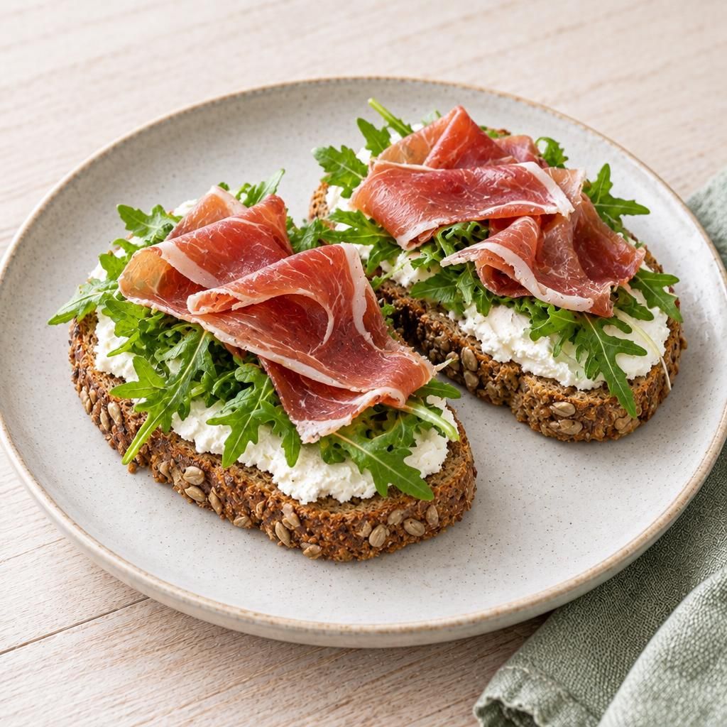 Belegte Brote mit Ziegen-Frischkäse und Serrano-Schinken