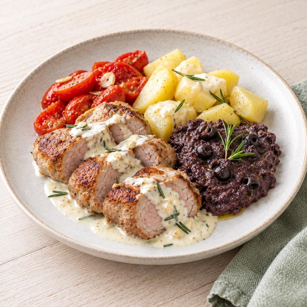 Schweinefilet mit Olivenpüree