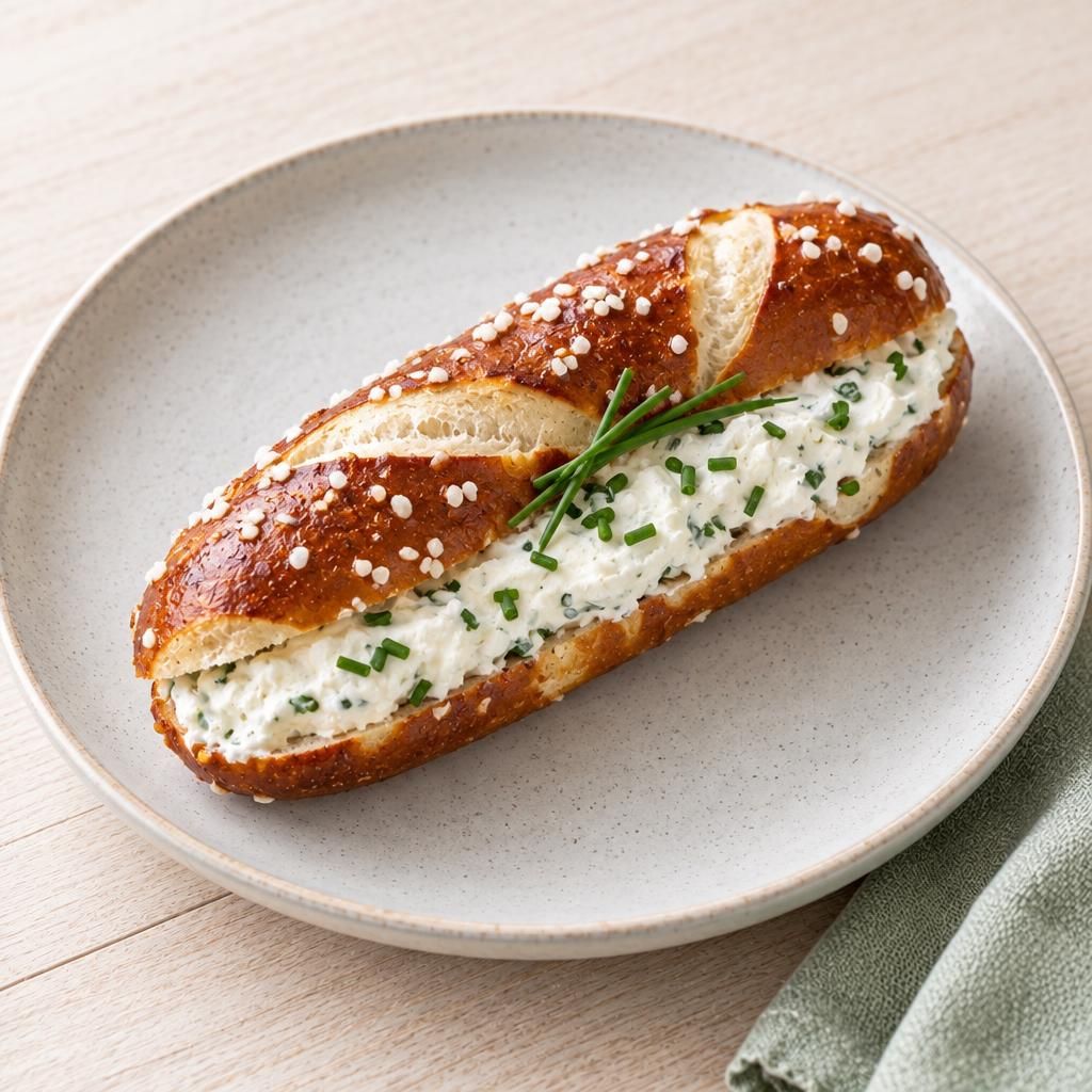 Laugenstange mit Schnittlauch-Frischkäse